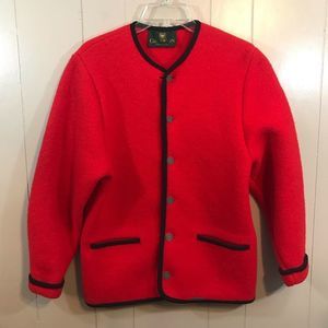 Giesswein Pure New Wool Red Warm Button Up Long Sleeve Cardigan Sweater …